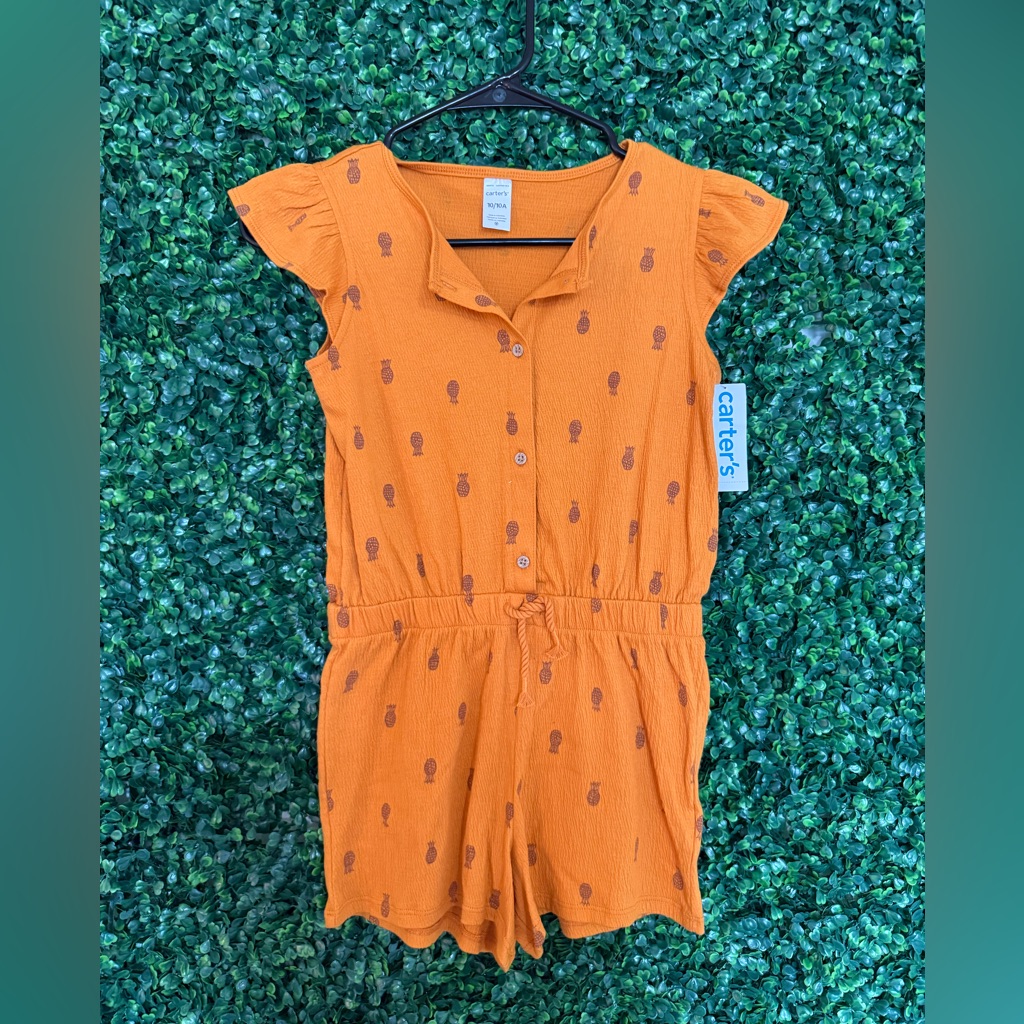 Carter's Orange Pineapple-Print Girls' Romper Jumpsuit